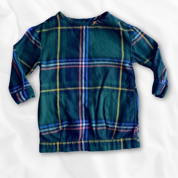 Old Navy Girl’s Tunic 100% Cotton Shirt Dress Pockets Green Plaid Size 2T GUC - Picture 2 of 9